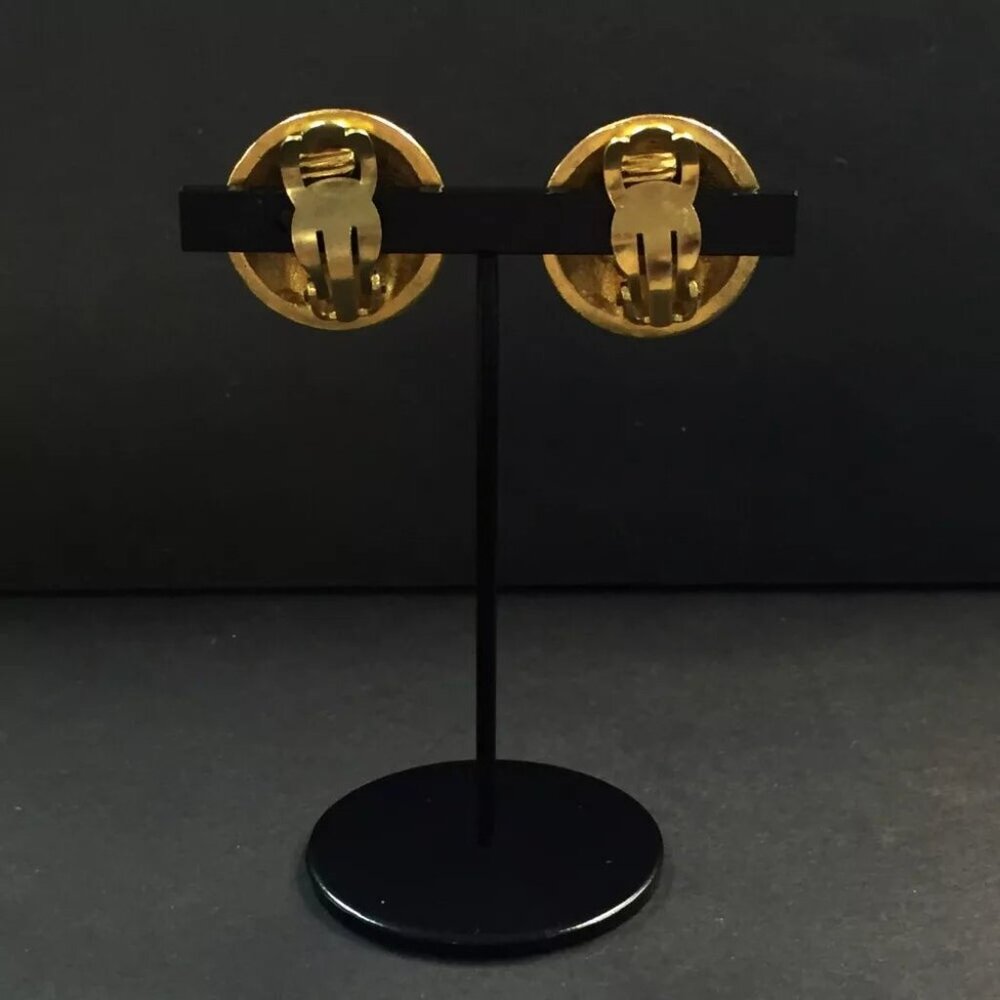 Chanel Cc Gold Button Earrings - image 5